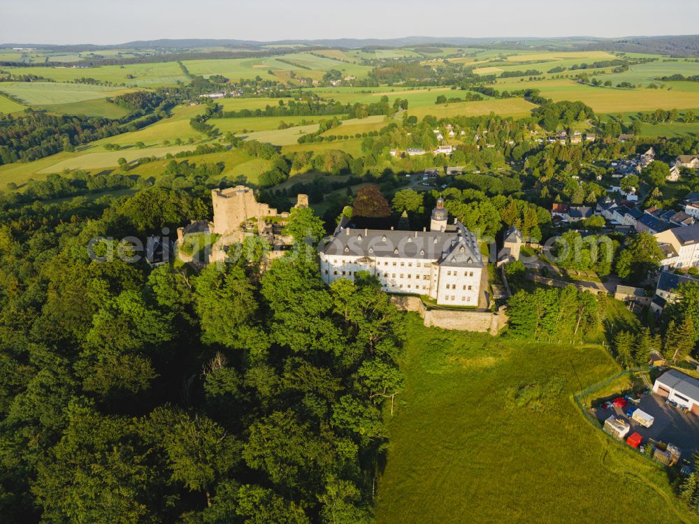 Frauenstein from the bird's eye view: Castle of the fortress Frauenstein in Frauenstein in the state Saxony, Germany