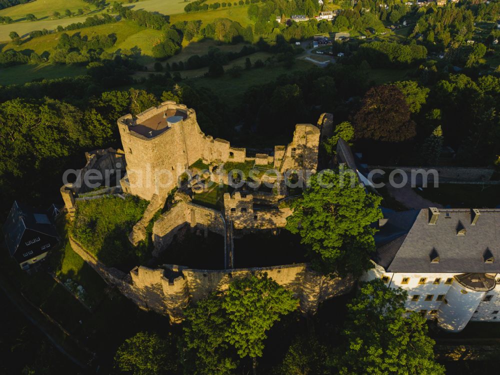 Aerial photograph Frauenstein - Castle of the fortress Frauenstein in Frauenstein in the state Saxony, Germany