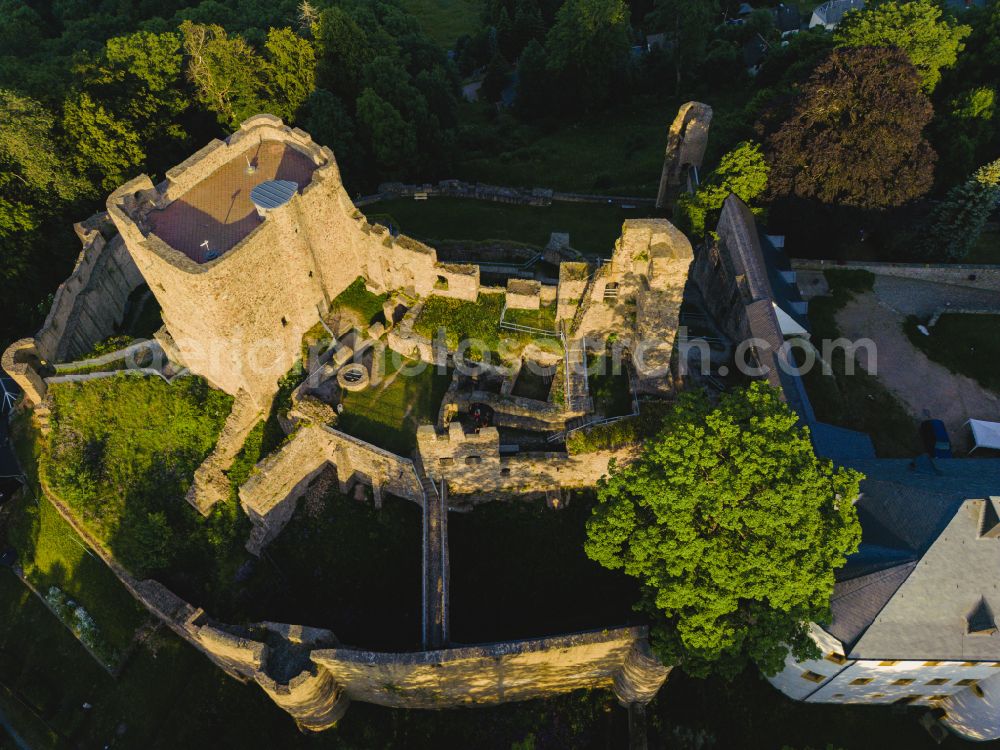 Frauenstein from above - Castle of the fortress Frauenstein in Frauenstein in the state Saxony, Germany