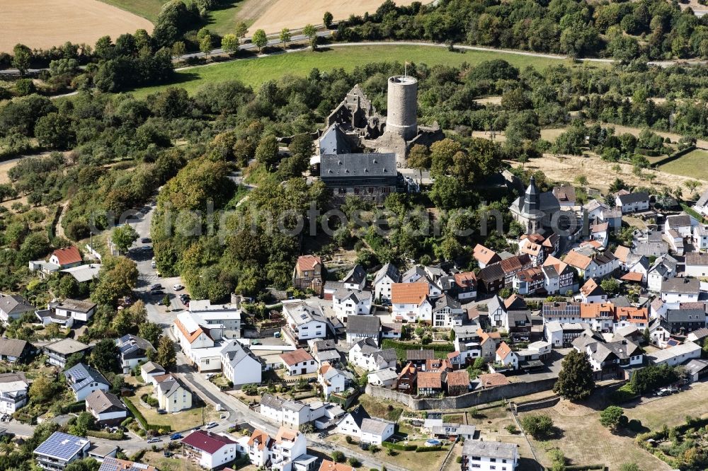 Wettenberg from above - Castle of the fortress Gleiberg in Wettenberg in the state Hesse, Germany