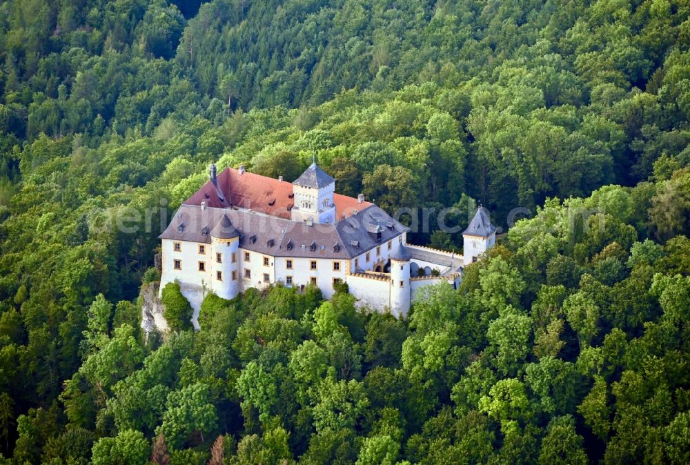 Heiligenstadt i.OFr. from the bird's eye view: Castle of the fortress Greifenstein in Heiligenstadt i.OFr. in the state Bavaria, Germany