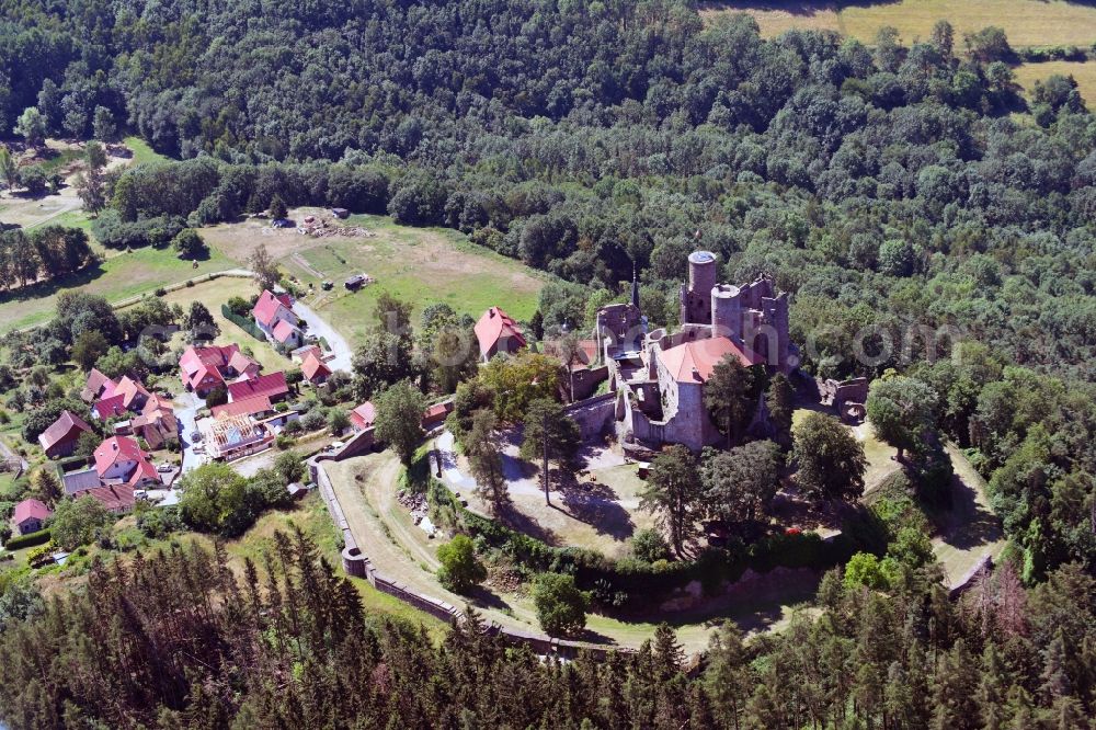 Aerial photograph Bornhagen - Fortress of Hanstein Castle in Bornhagen, Thuringia, Germany