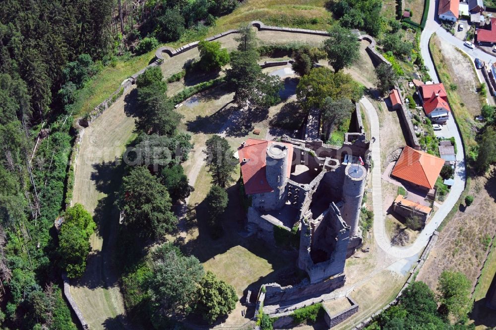 Aerial photograph Bornhagen - Fortress of Hanstein Castle in Bornhagen, Thuringia, Germany