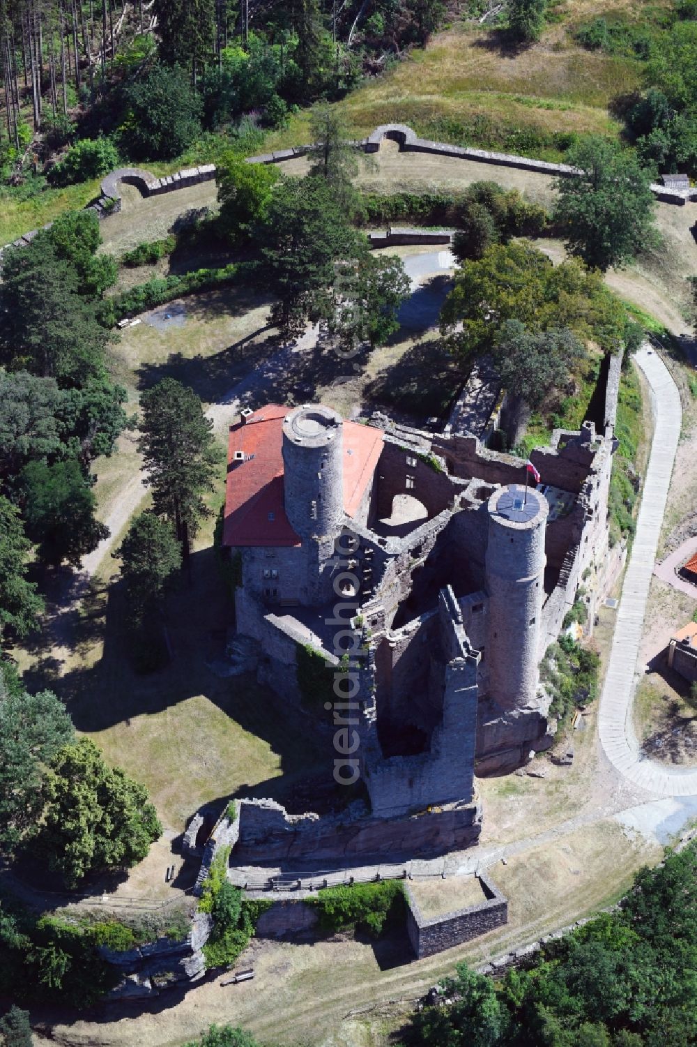 Bornhagen from above - Fortress of Hanstein Castle in Bornhagen, Thuringia, Germany