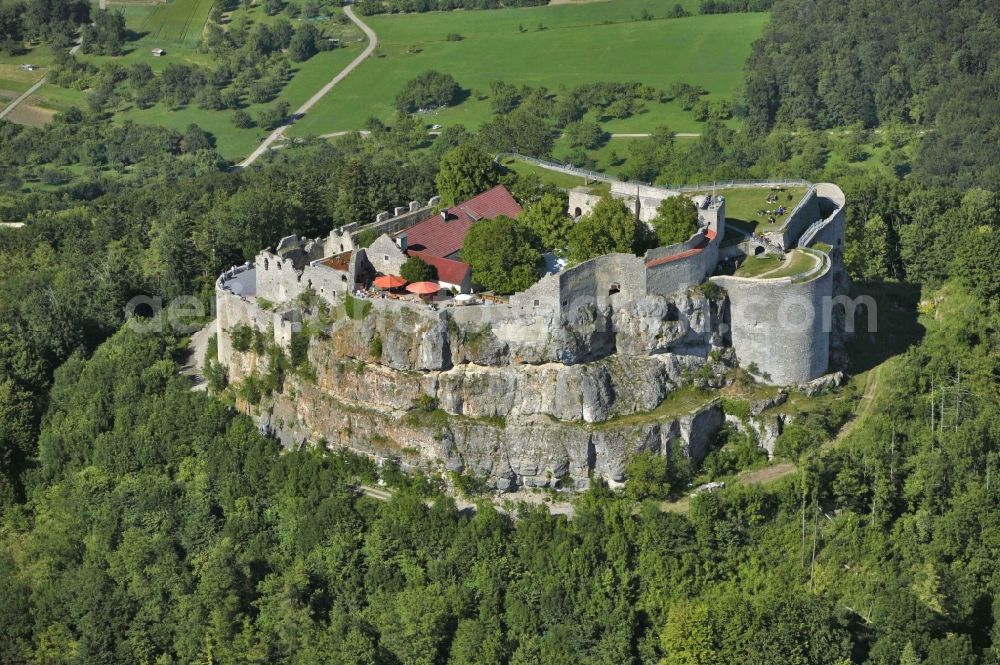 Neuffen from the bird's eye view: Hohen Neuffen Castle in the state Baden-Wuerttemberg