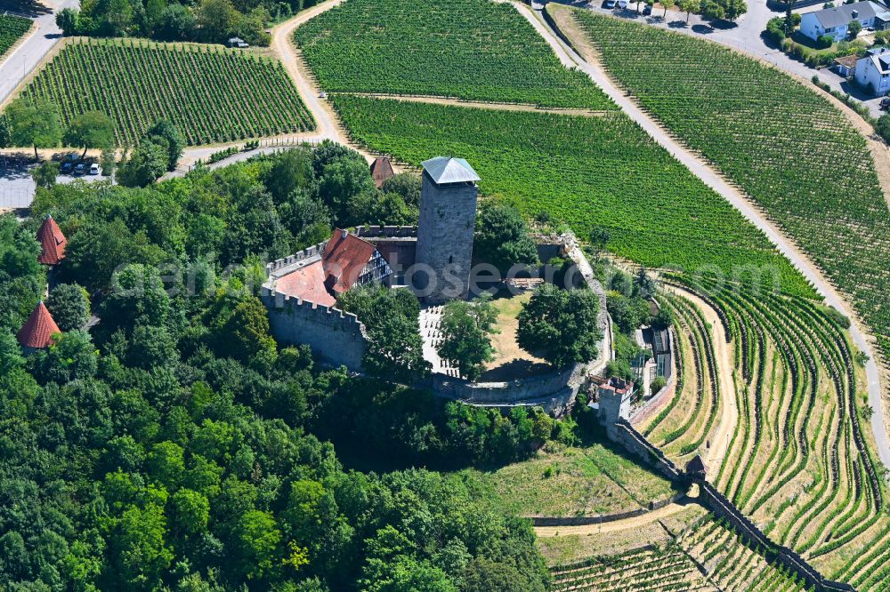 Hohenbeilstein from above - Castle of the fortress Hohenbeilstein in Hohenbeilstein in the state Baden-Wuerttemberg, Germany