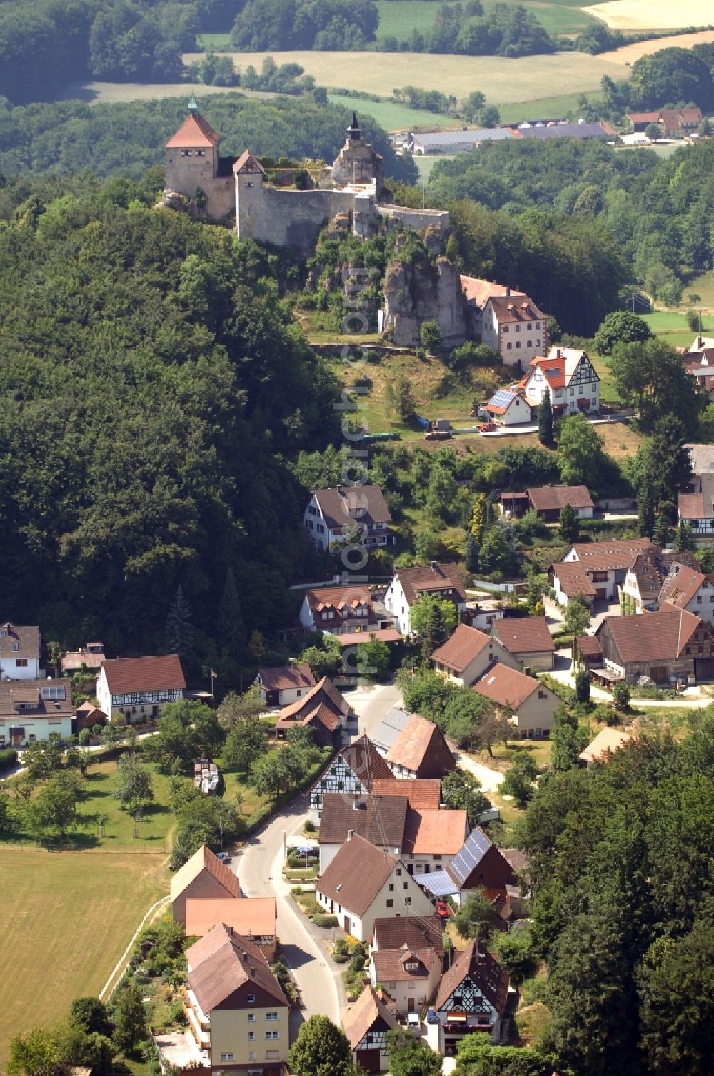 Aerial photograph Hohnstein - Castle of the fortress in Hohnstein in the state Saxony, Germany