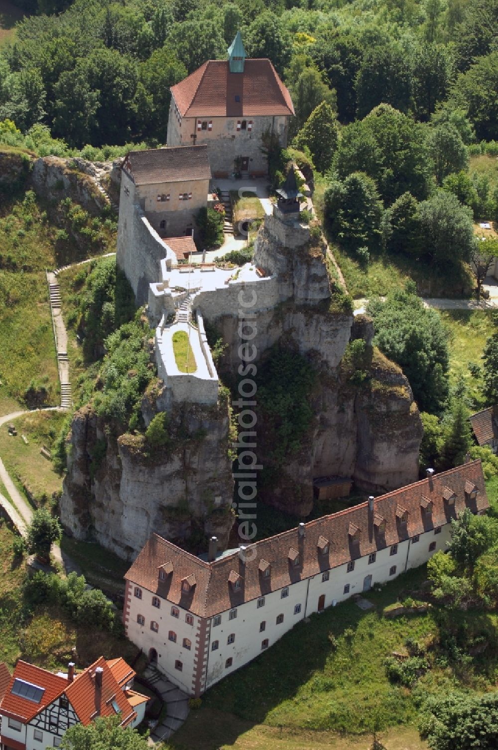 Aerial photograph Hohnstein - Castle of the fortress in Hohnstein in the state Saxony, Germany