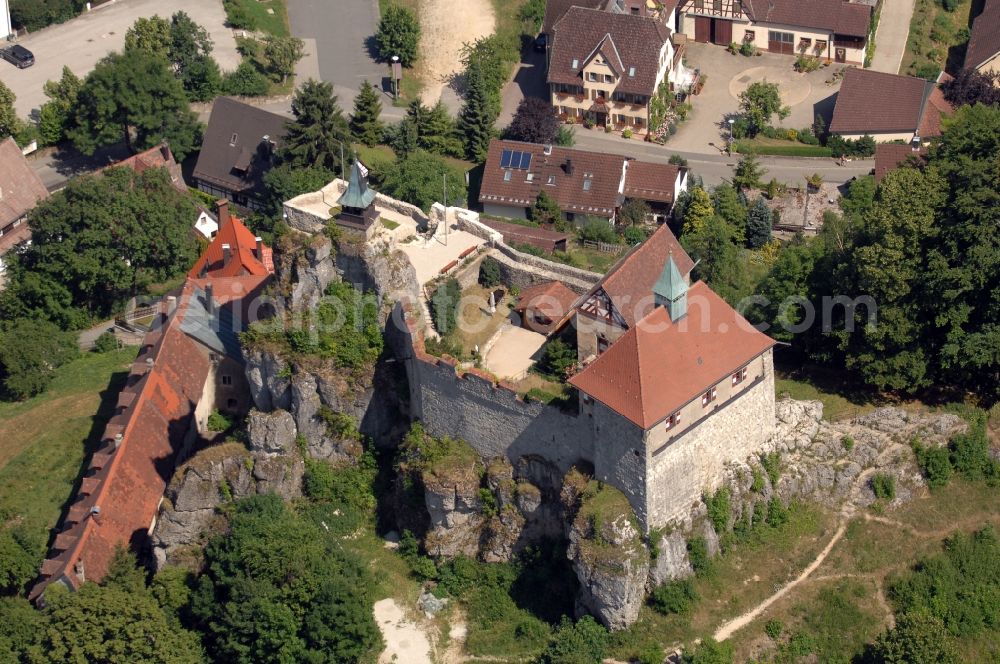 Aerial photograph Hohnstein - Castle of the fortress in Hohnstein in the state Saxony, Germany