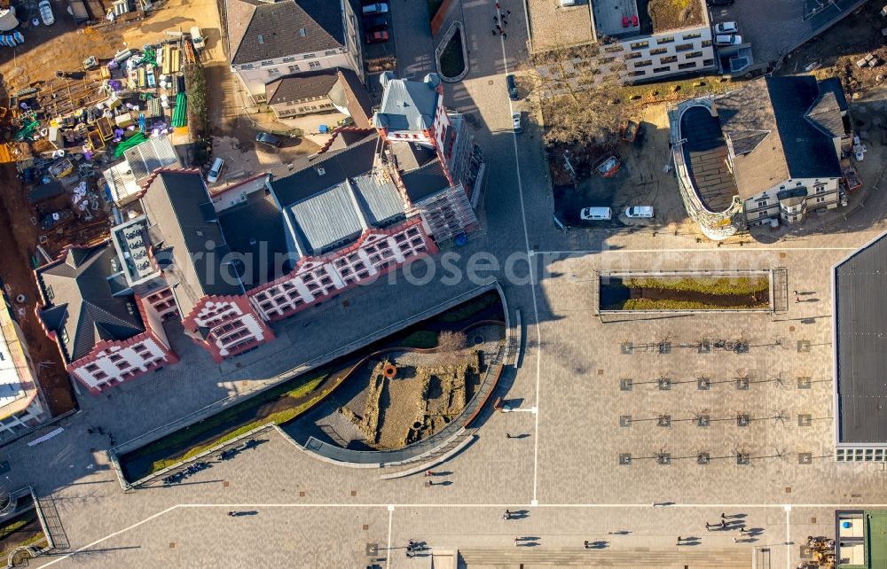 Dortmund from above - Castle of the fortress Hoerof Burg with Fundamenten of Hoerof Burg in of Ausgrabungsflaeche in Dortmund in the state North Rhine-Westphalia, Germany