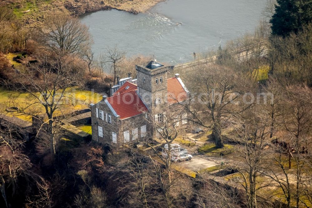 Aerial photograph Hattingen - Castle of the fortress Isenburg Am Isenberg in Hattingen in the state North Rhine-Westphalia, Germany