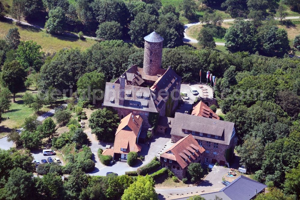 Aerial image Witzenhausen - Castle of the fortress Ludwigstein in Witzenhausen in the state Hesse, Germany