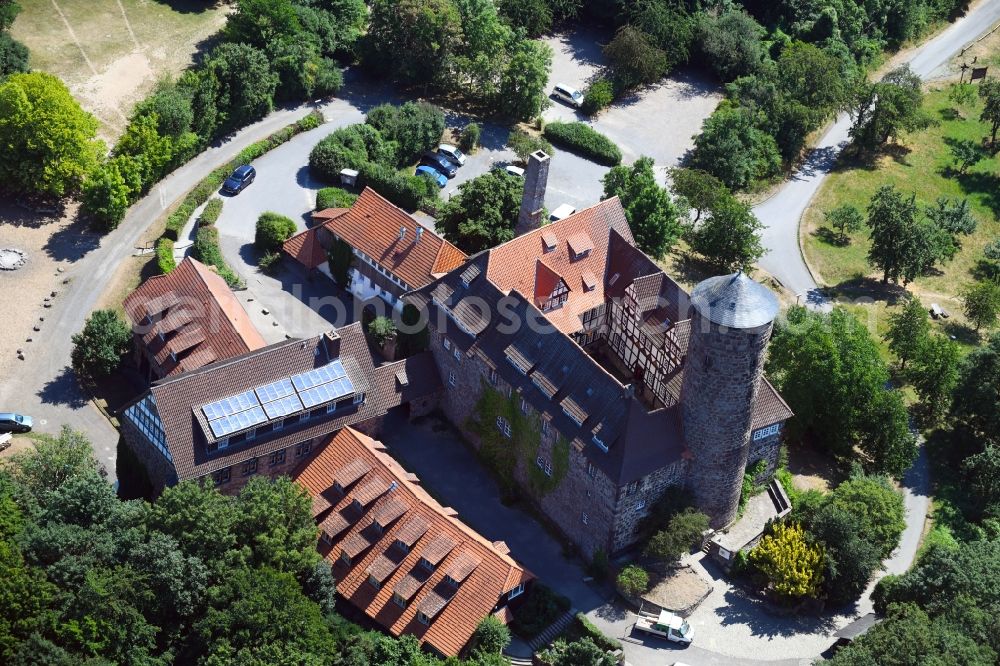 Aerial image Witzenhausen - Castle of the fortress Ludwigstein in Witzenhausen in the state Hesse, Germany