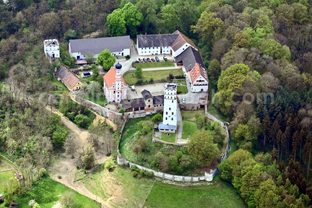 Biberbach from the bird's eye view: Castle of the fortress Markt in the district Markt in Biberbach in the state Bavaria, Germany