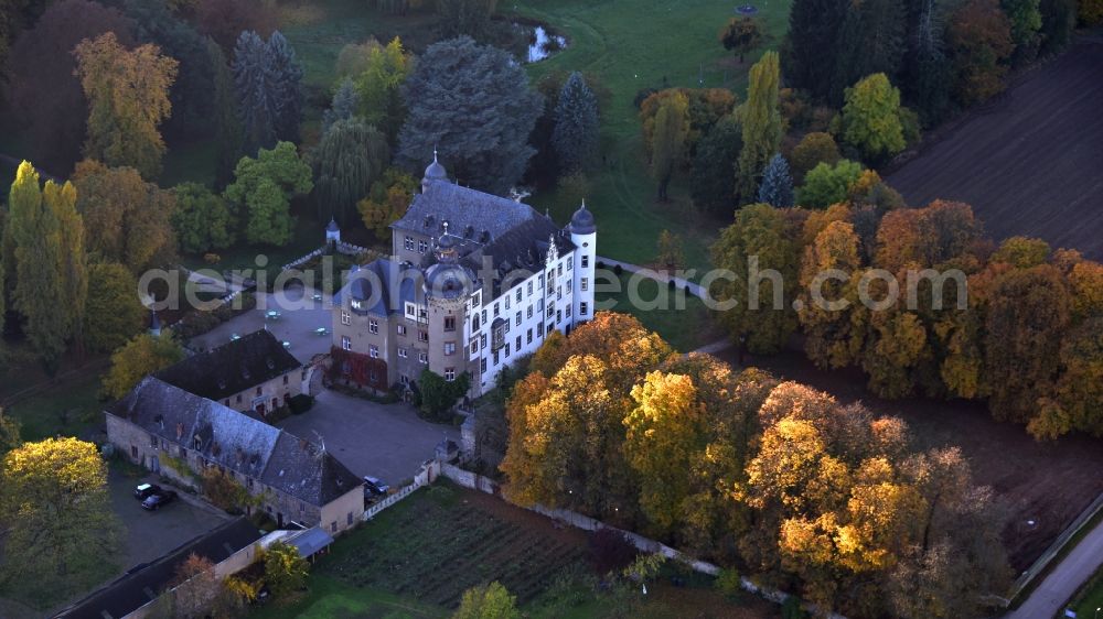 Aerial image Namedy - Castle of the fortress in Namedy in the state Rhineland-Palatinate, Germany