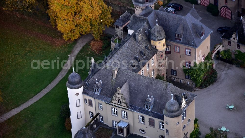 Aerial photograph Namedy - Castle of the fortress in Namedy in the state Rhineland-Palatinate, Germany