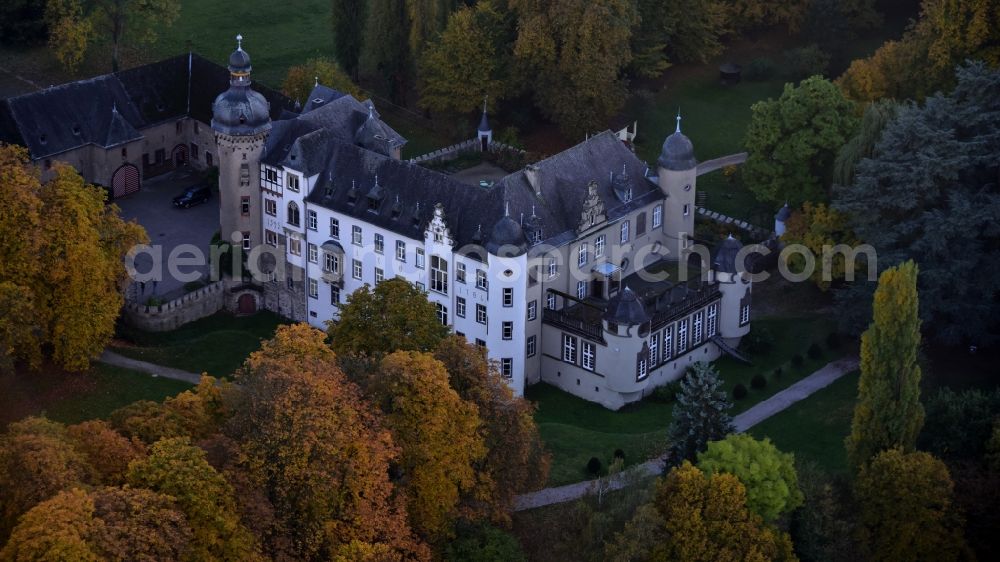 Namedy from above - Castle of the fortress in Namedy in the state Rhineland-Palatinate, Germany