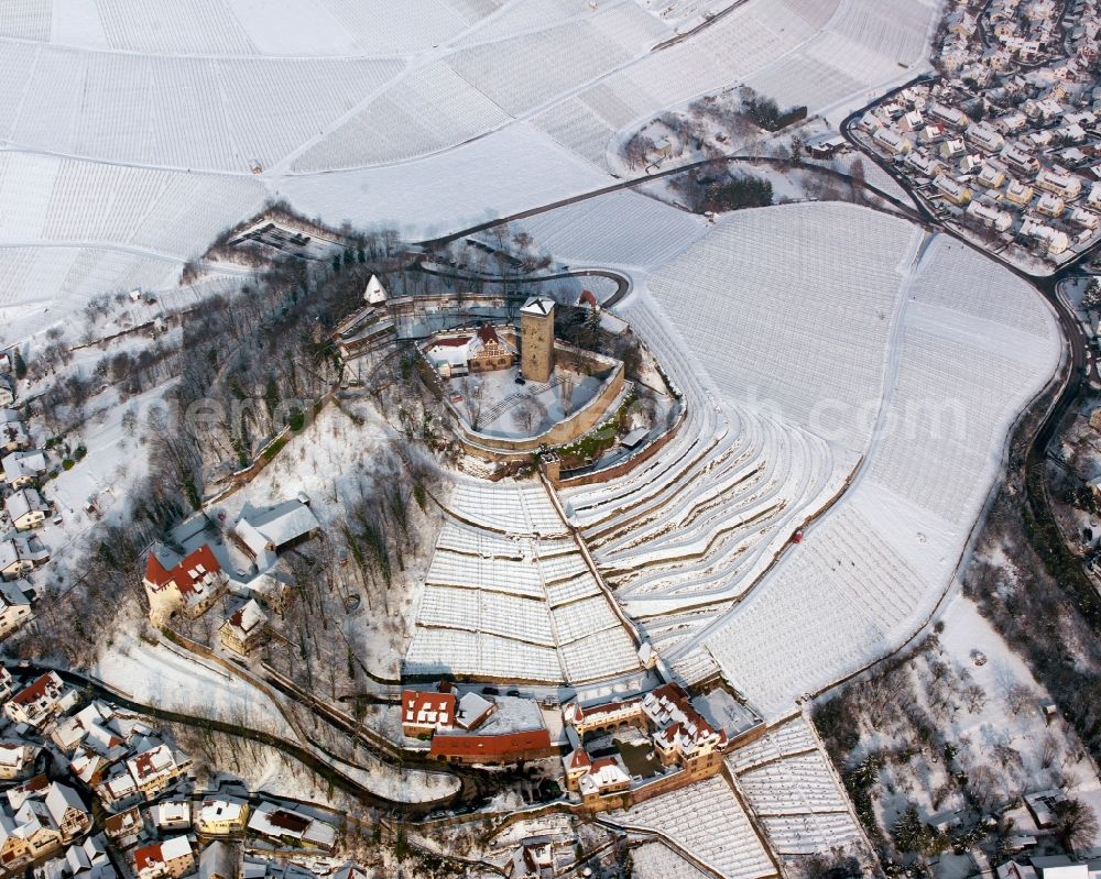 Aerial photograph Beilstein - Castle of the fortress in the district Hohenbeilstein in Beilstein in the state Baden-Wuerttemberg, Germany