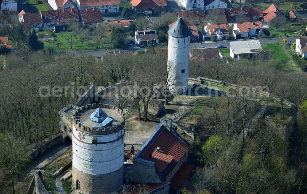 Bovenden from above - Plesse Castle, also called Plesseburg in Bovenden in the state of Lower Saxony