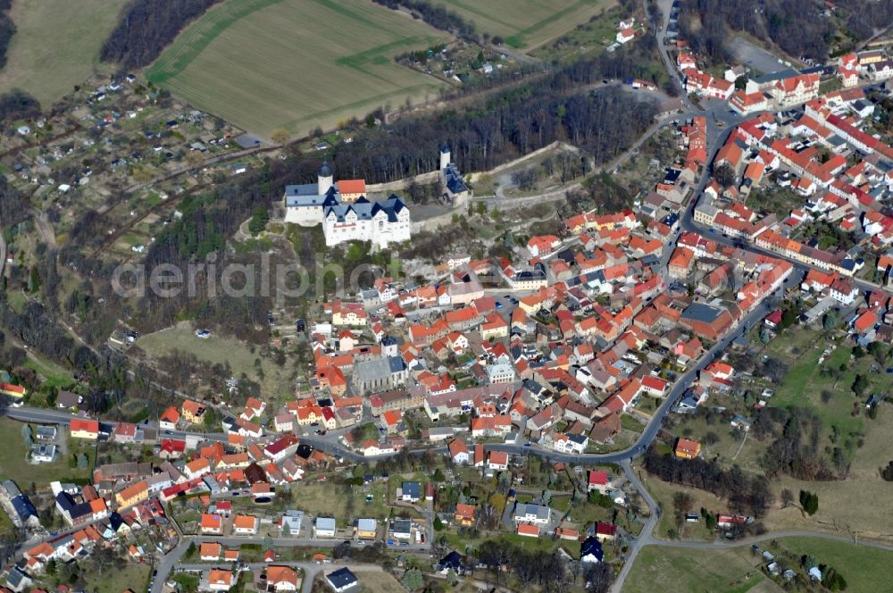 Aerial image Ranis - View of the territorial city Ranis with the castle Ranis in the state Thuringia