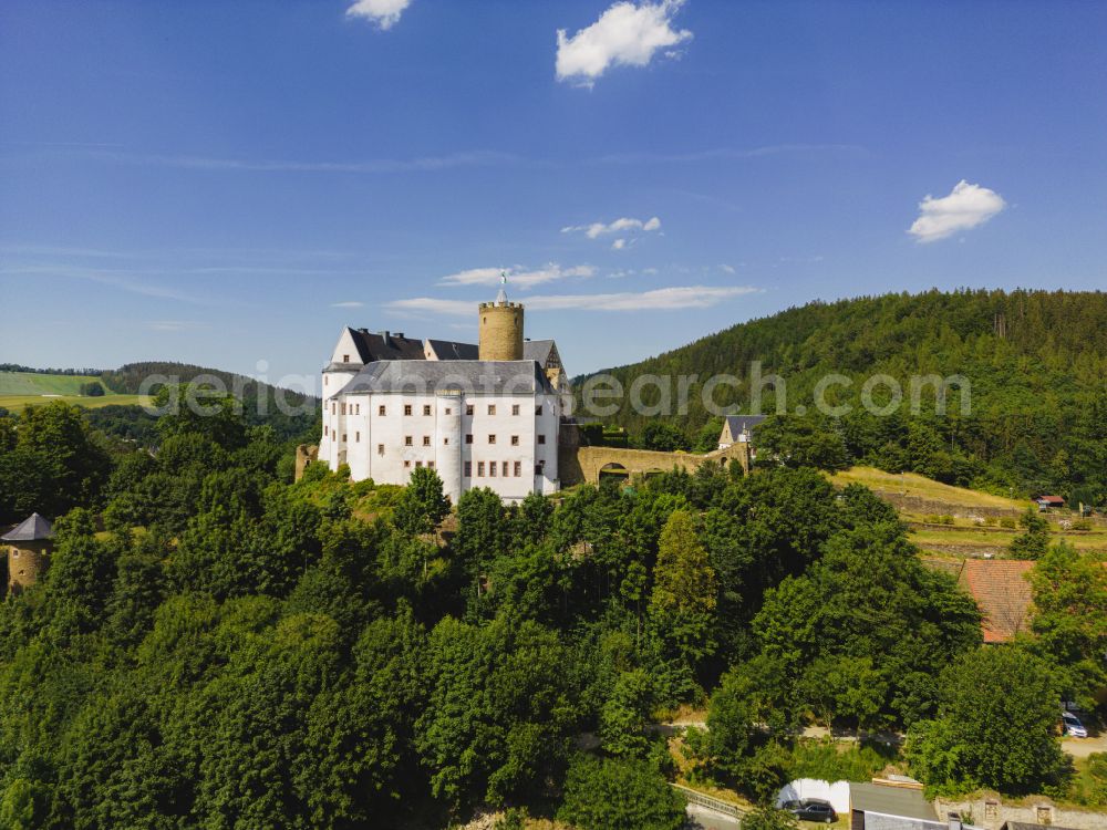 Aerial image Drebach - Scharfenstein Castle in Scharfenstein in the state of Saxony, Germany