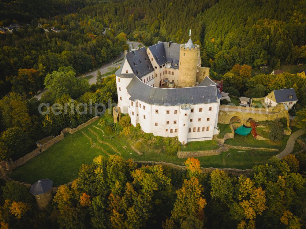 Aerial image Drebach - Scharfenstein Castle in Scharfenstein in the state of Saxony, Germany