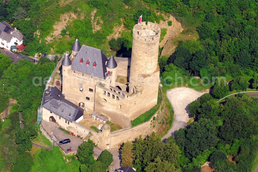 Burgschwalbach from above - Castle of the fortress Schwalbach in Burgschwalbach in the state Rhineland-Palatinate, Germany