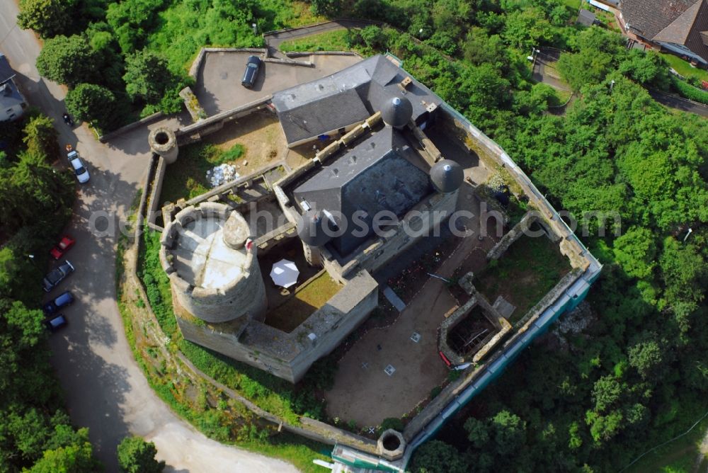 Burgschwalbach from above - Castle of the fortress Schwalbach in Burgschwalbach in the state Rhineland-Palatinate, Germany