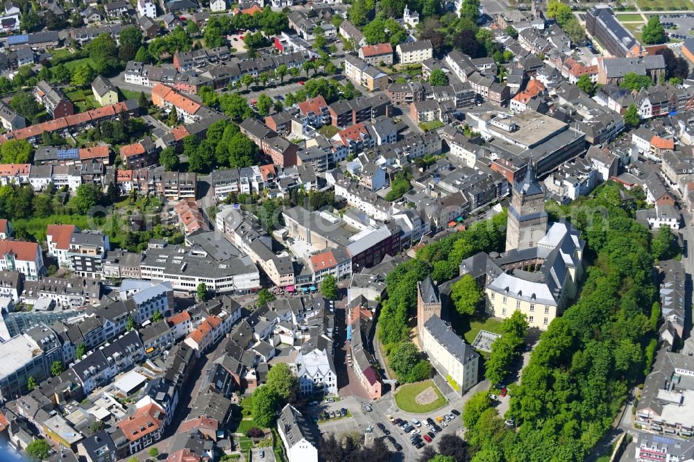 Kleve from above - Castle of the fortress Schwanenburg on Schlossberg in Kleve in the state North Rhine-Westphalia, Germany