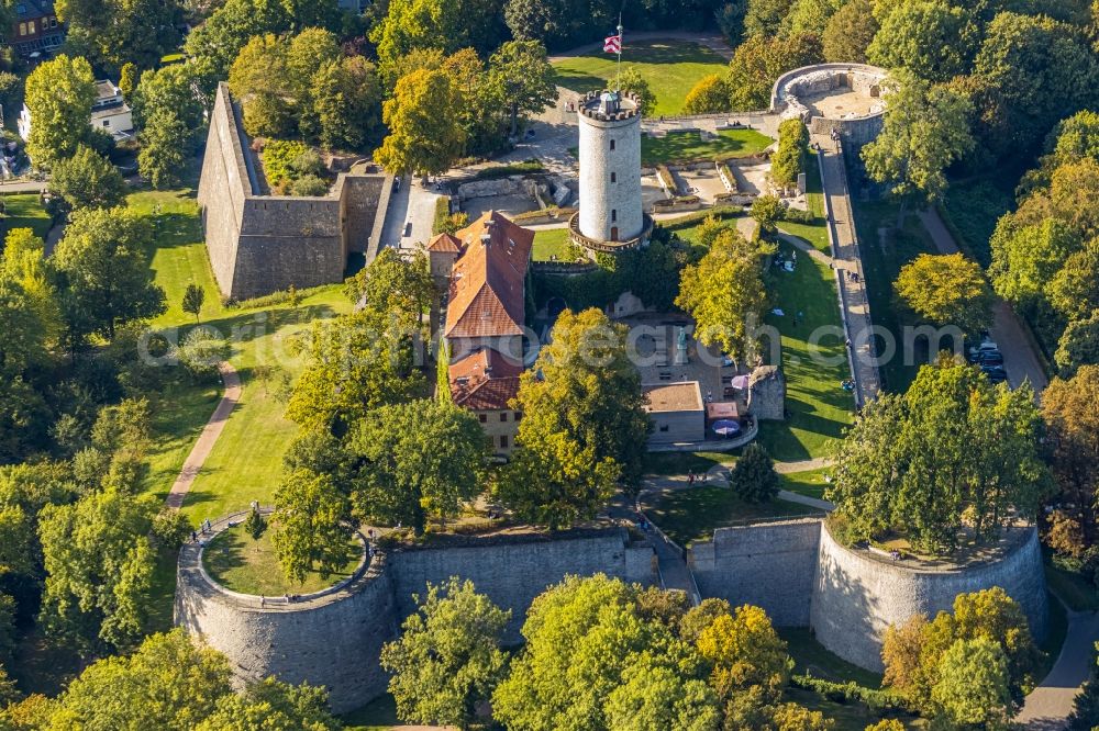 Bielefeld from the bird's eye view: Castle of the fortress Sparrenburg in Bielefeld in the state North Rhine-Westphalia, Germany