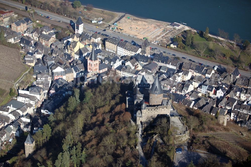 Bacharach from the bird's eye view: Castle Stahleck on Bacharach in the state of Rhineland-Palatinate