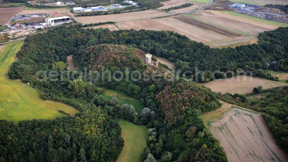 Ochtendung from above - Castle Wernerseck in Ochtendung in the state Rhineland-Palatinate, Germany