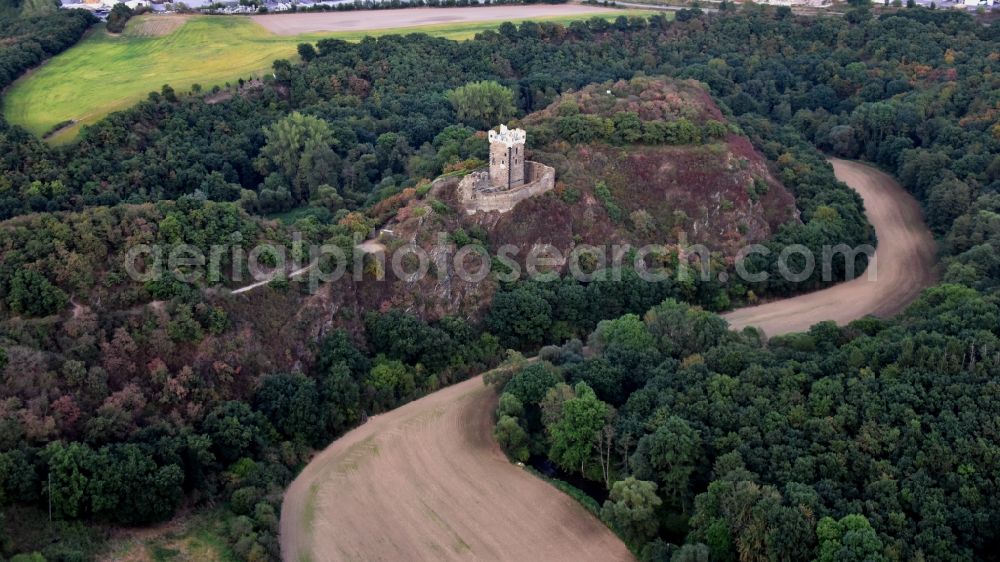 Ochtendung from above - Castle Wernerseck in Ochtendung in the state Rhineland-Palatinate, Germany