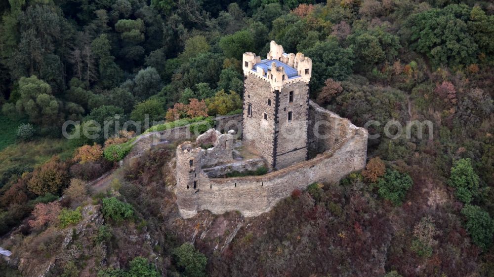 Ochtendung from above - Castle Wernerseck in Ochtendung in the state Rhineland-Palatinate, Germany