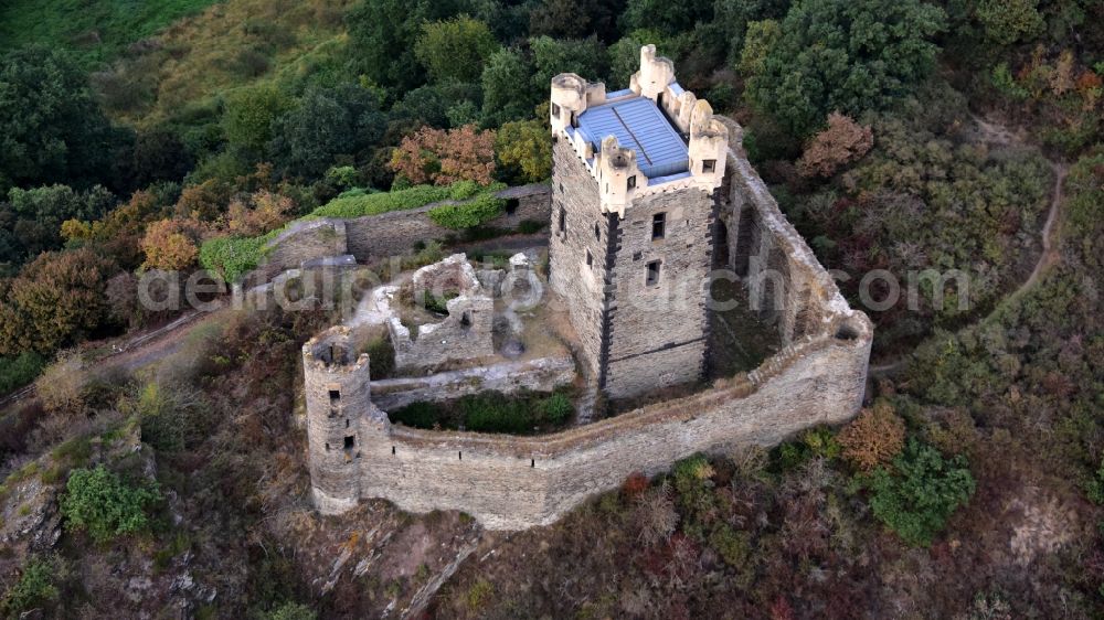 Ochtendung from above - Castle Wernerseck in Ochtendung in the state Rhineland-Palatinate, Germany