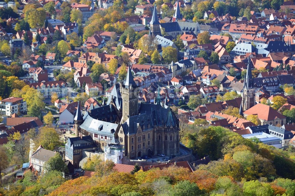 Wernigerode from above - View of the Wernigerode Castle in Saxony-Anhalt