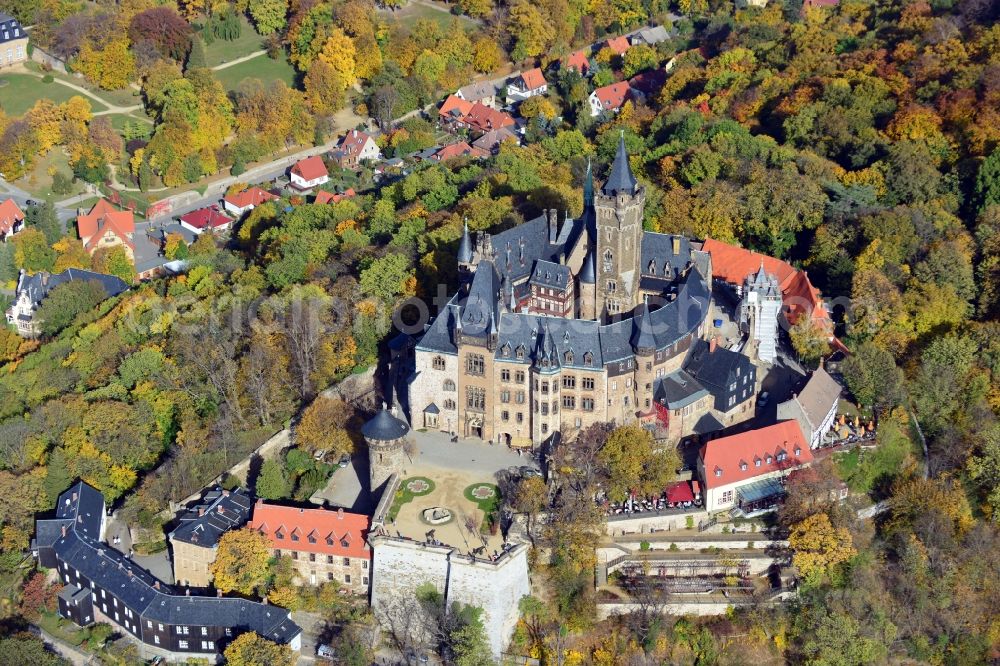 Wernigerode from the bird's eye view: View of the Wernigerode Castle in Saxony-Anhalt