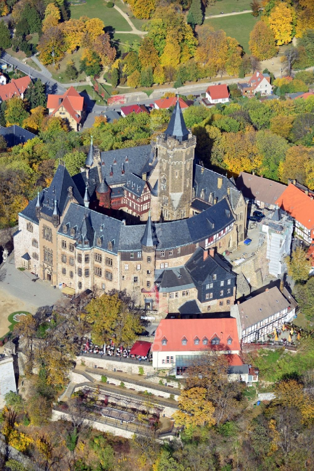 Aerial photograph Wernigerode - View of the Wernigerode Castle in Saxony-Anhalt