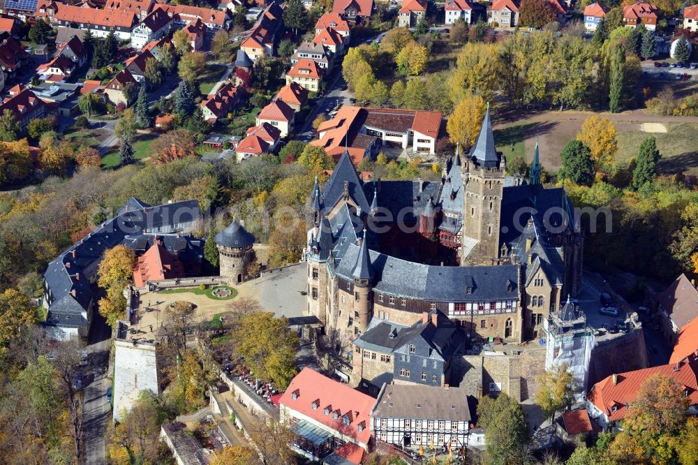 Wernigerode from the bird's eye view: View of the Wernigerode Castle in Saxony-Anhalt