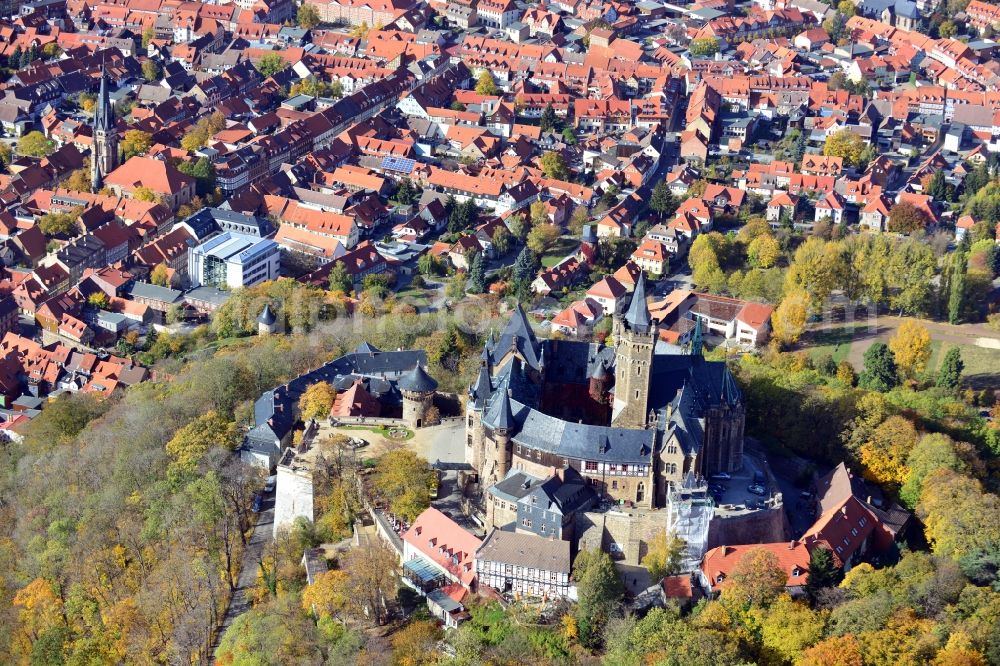 Aerial image Wernigerode - View of the Wernigerode Castle in Saxony-Anhalt