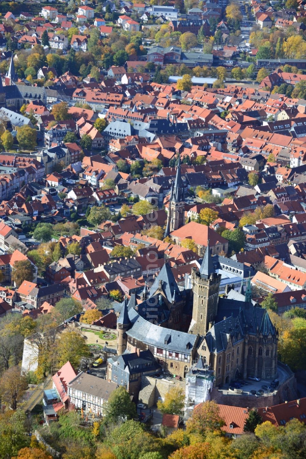 Aerial photograph Wernigerode - View of the Wernigerode Castle in Saxony-Anhalt