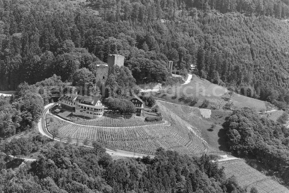 Bühl from above - Castle of the fortress Windek Ruine and Hotel in Buehl in the state Baden-Wurttemberg, Germany