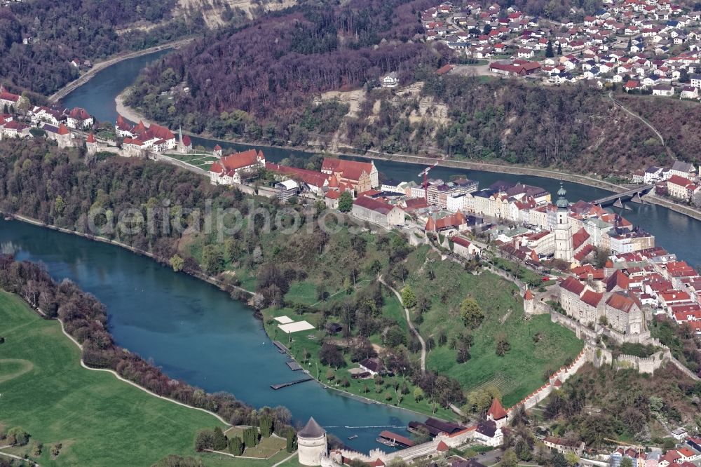 Burghausen from above - Castle of Burghausen in the state Bavaria