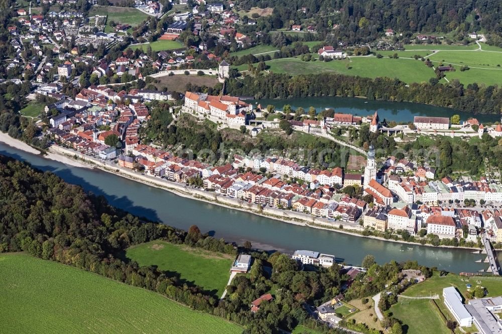 Aerial image Burghausen - Castle of Burghausen in the state Bavaria