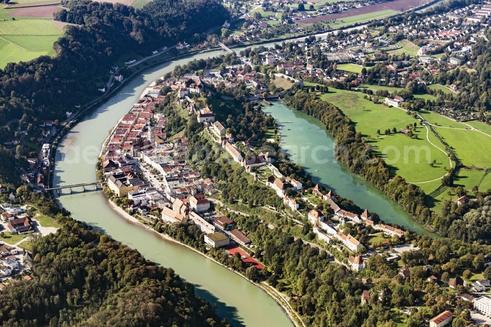 Burghausen from above - Castle of Burghausen in the state Bavaria