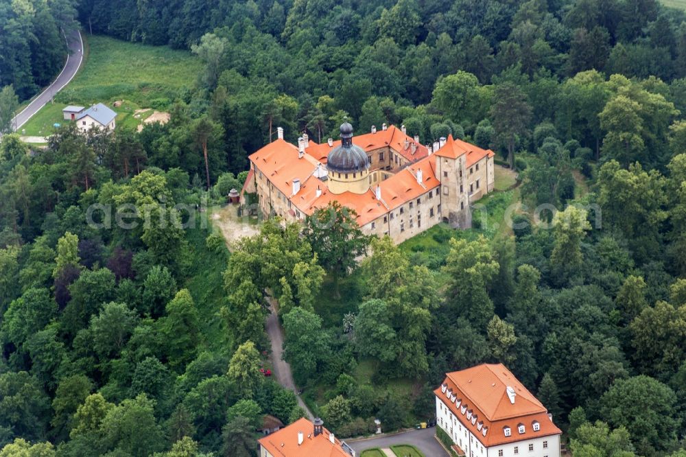 Chotyne from above - Castle of Schloss Grabstejn Grabstejn ( Grabenstein ) in Chotyne in Liberecky kraj, Czech Republic