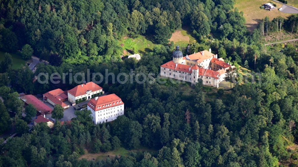 Chotyne from the bird's eye view: Castle of Schloss Grabstejn Grabstejn ( Grabenstein ) in Chotyne in Liberecky kraj, Czech Republic