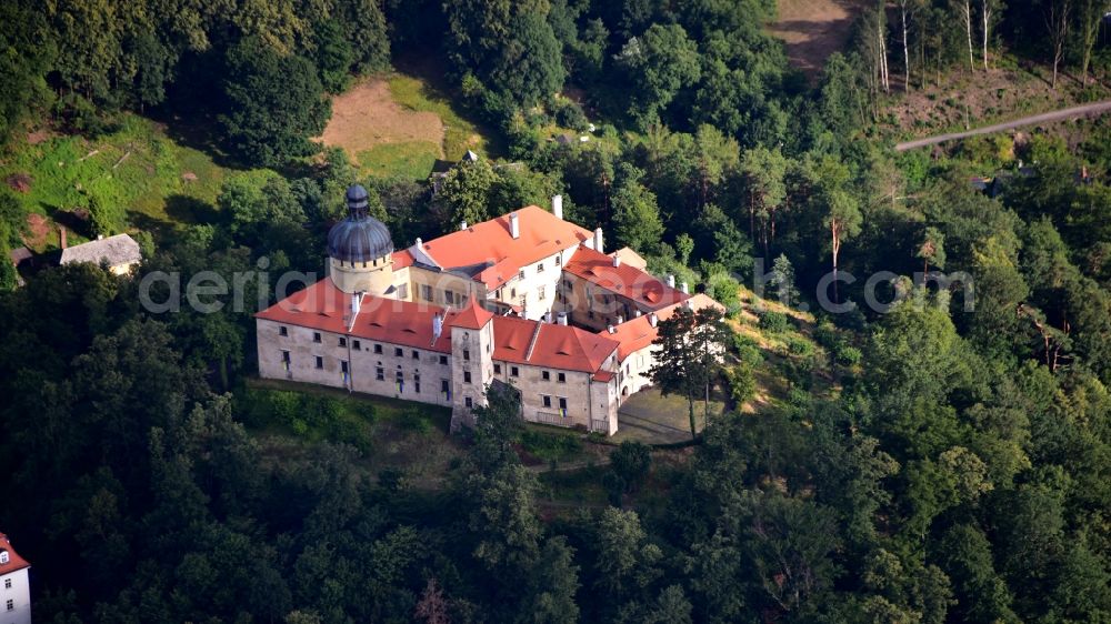 Aerial image Chotyne - Castle of Schloss Grabstejn Grabstejn ( Grabenstein ) in Chotyne in Liberecky kraj, Czech Republic