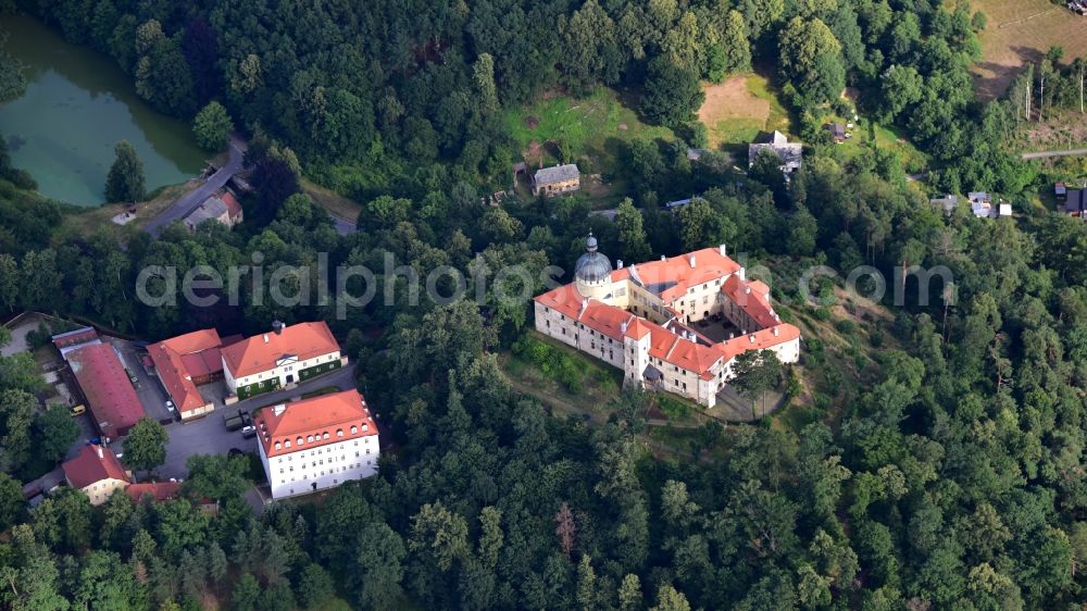 Chotyne from above - Castle of Schloss Grabstejn Grabstejn ( Grabenstein ) in Chotyne in Liberecky kraj, Czech Republic