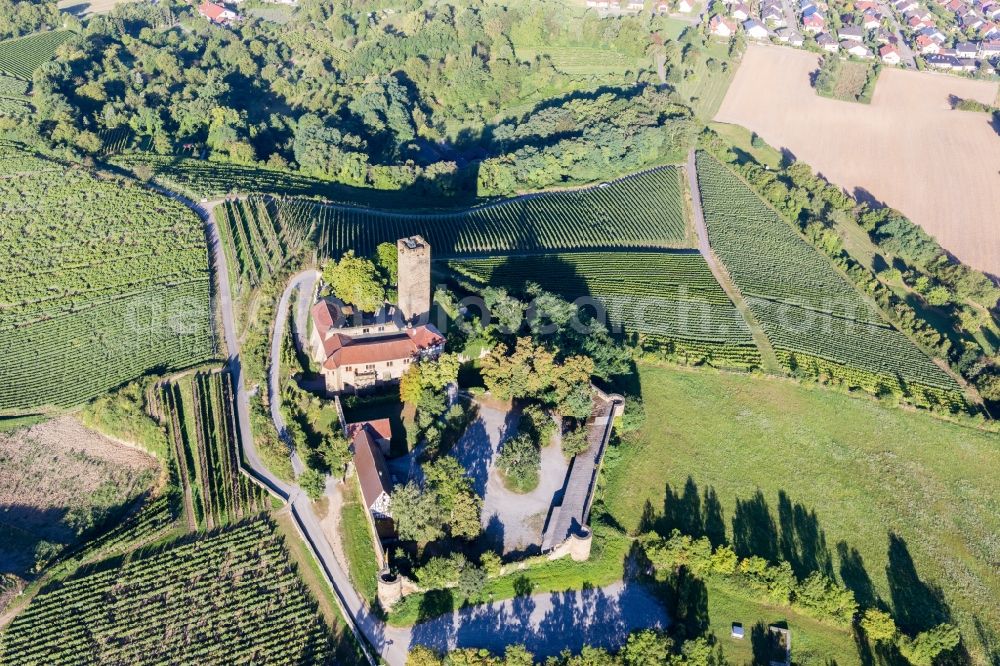 Aerial photograph Sulzfeld - Castle of the fortress Ravensburg with restaurant in Sulzfeld in the state Baden-Wurttemberg, Germany